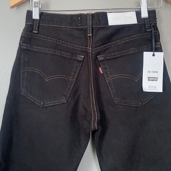 RE/DONE x LEVI’s Slim Leg High Rise Stove Pipe Jean Black Denim NWT Grunge 24 0 - Picture 12 of 14